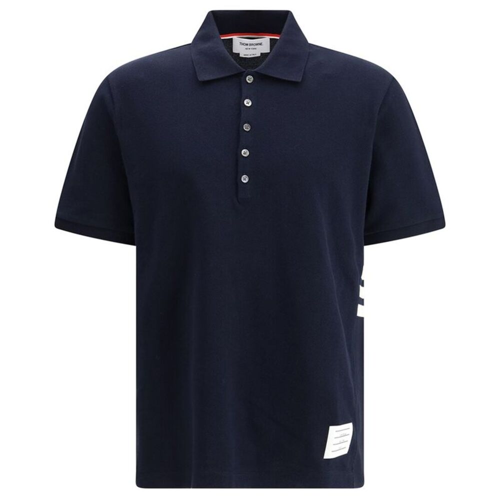 Thom Browne Mens  Woven Polo Shirt, Black